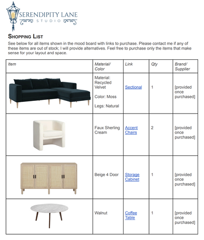 Modern Neutral Earthy Living Room Design Board