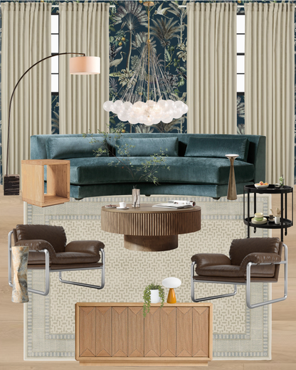 Bold Blue Sophisticated Living Room Design Board