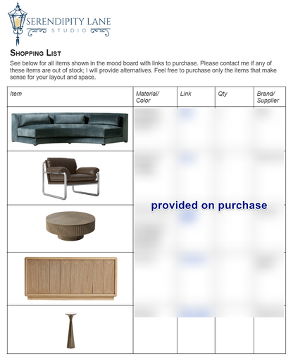 Bold Blue Sophisticated Living Room Design Board