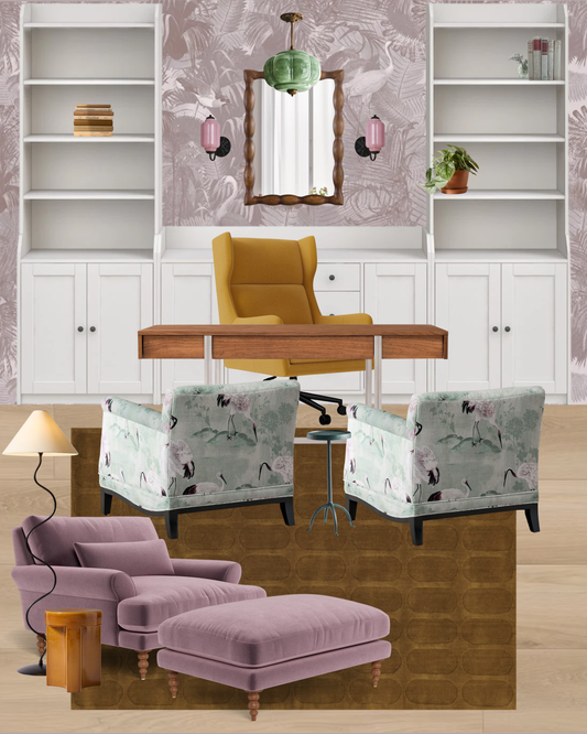Warm Eclectic Pink Office Design Board