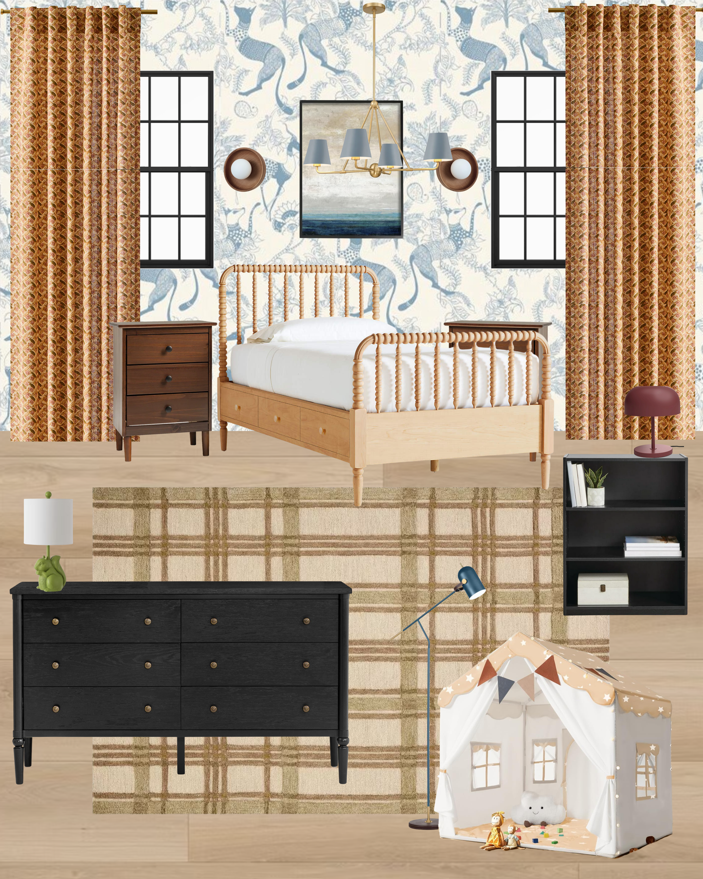 Charming Whimsical Traditional Kid's Bedroom Design Board