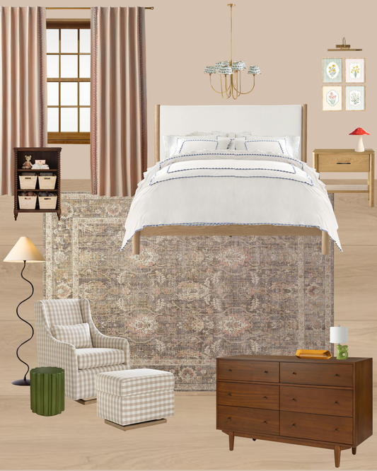 Pink Traditional Cottage Kid's Bedroom Design Board