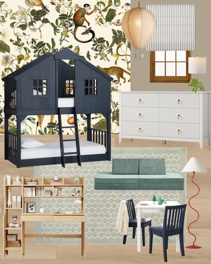 Scandinavian Jungle Kids Bedroom Design Board