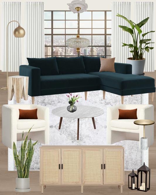 Modern Neutral Earthy Living Room Design Board