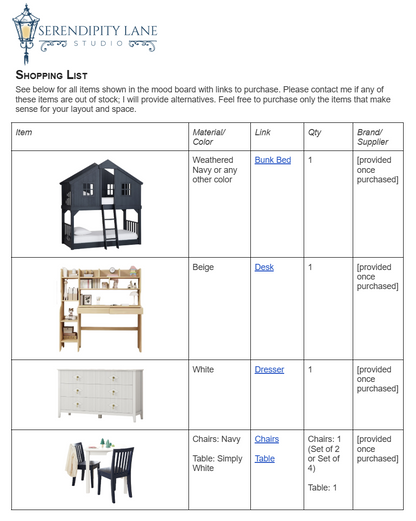 Scandinavian Jungle Kids Bedroom Design Board