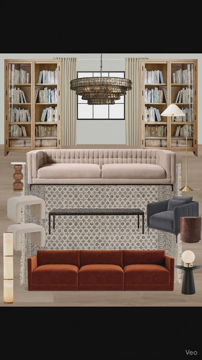 Warm Modern Luxe Living Room Design Board